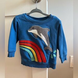 Hanna Andersson blue dolphin rainbow sweatshirt